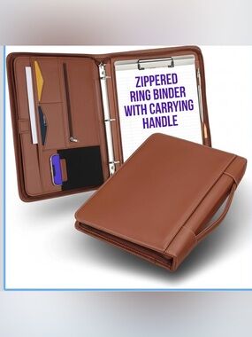 NWT Stylio 
Zipper Leather Binder
3 Ring,Clipboard,Tablet,Cell,Office Portfolio
